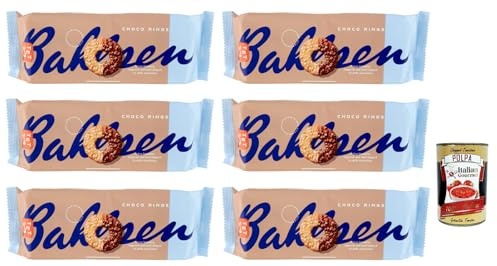 Italian Gourmet Choco Rings Milk Chocolate Biscotti ricoperti 6 x 155g | Dolce pausa caffè, knusprige Kekse mit feiner Glasur, ideale per merenda, Gesamtnettogewicht 930 g + Kostenlos Polpa 400g