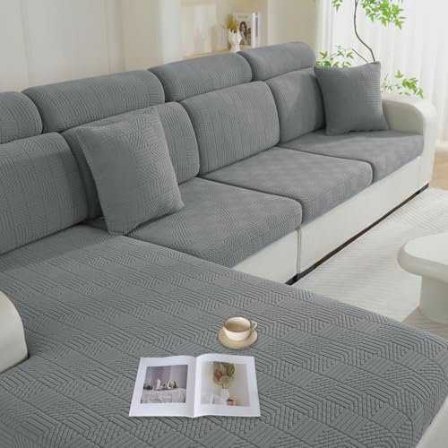 Ystyle Sofa Sitzkissenbezug Stretch, Sofa Sitzbezug, Elastischer Sofakissen Bezug, Universal Sofa Sitzkissenbezug, Kissenbezüge rutschfest Und Weich (Hellgrau, Chaiselongue)