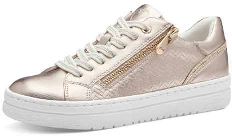 MARCO TOZZI Damen Sneaker flach mit Reißverschluss Vegan, Beige (Platinum), 39 EU