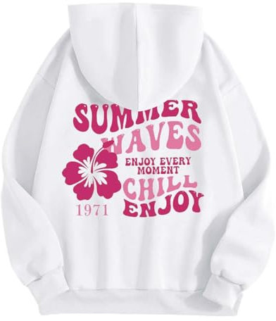 Hoodie Damen Pullover mit Kapuze Backprint Kapuzenpullover Casual Sweatshirt mit Taschen Kapuzenpulli Übergangs Hoody Oberteile Klassisch Langarmshirt Outdoor Top Pulli Streetwear Basic Zipper Hoodies