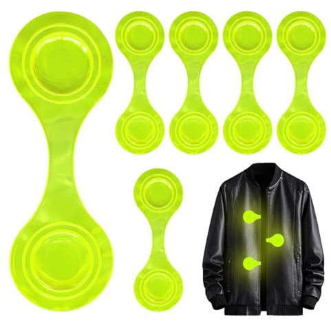 6 Stück Magnetische Reflektoren, Reflektoren Kinder, Reflektierende Ansteckmagnete, Reflektor Clips Anhänger, Sicherheits Reflektor für Rucksack, Jacke, Kleidung, Kinderwagen, Joggen, Fahrrad(Grün)
