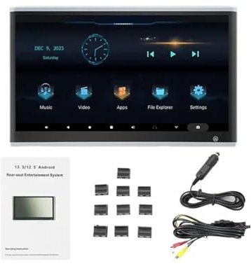 MZZYG Car DVD Player Headrest TV 4K Car Monitor 13.3 Inch Car Multimedia Video Player IPS Touch Screen Support WiFi Bluetooth HDMI In Out FM(12.5-3-32)