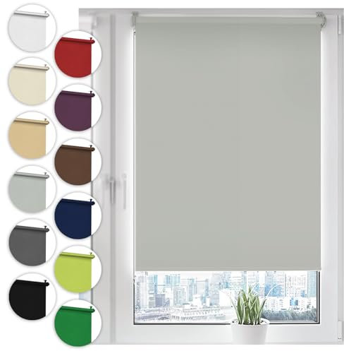 Verdunkelungsrollo Klemmfix ohne Bohren 40cm x 130cm Hellgrau Verdunklungsrollo Fensterrollo Rollo Seitenzugrollo Klemmrollo für Fenster & Tür