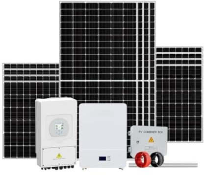 Hybrid Solar Panel Kit for up to 5-Bedroom Property with Panels, Battery, Hybrid Inverter, WiFi Module, Roof Mount and All Fitting Accessories (100Ah Storage Battery - 5kW/h Solar Panel Kit)