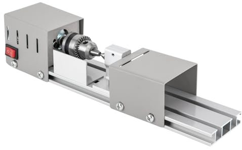 HOARLICN Metalldrehmaschine, 96w Mini-Drehmaschine Tischdrehbank Für Holzbearbeitung 9000rpm Mini DIY Drehmaschine 12-24 Volt Metall-Fräs-Drehmaschine 7 Geschwindigkeiten Einstellbar Für Drechseln