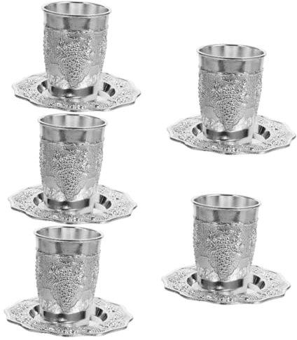 SHOWERORO 5 Set Bicchiere Di Vino Ebraico Bicchieri Di Vino Pasqua Tazza Di Vino Festival Tazza Di Vino Tazza Di Metallo Tazza Santa Tazza Judaica Shabbos Tazza Tazza Di Pasqua In Lega Di