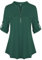 Lalala Tunique à carreaux avec col en V, manches 3/4 et fermeture éclair, couleur unie, haut long pour femmes, 3XL