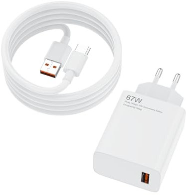 67W Chargeur Rapide, Chargeur Turbo pour Xiaomi 14T Pro/13T/14 Ultra/12 Lite/Redmi Pad SE/POCO X7 Pro/F6/X6 Pro/M6/X4 GT, pour Redmi Note 14 Pro 13 12, Adaptateur Charge avec 2M Câble USB C