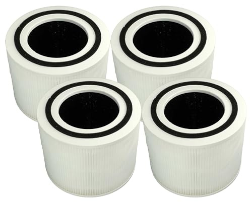 vhbw 4x HEPA Filter compatible with Levoit Core 300 RF, 300S, 300 Air Cleaner - Spare Air Filter with Integrated Active Carbon Filter
