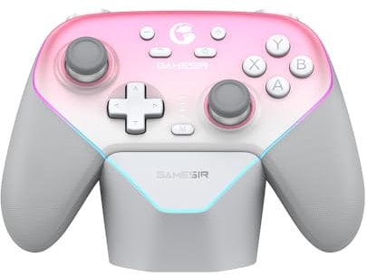 GameSir Super Nova Mando Inalámbrico con Base de Carga – Sticks Hall Effect, Gatillos Ajustables – Switch Gyro, PC, Móvil – Whipped Pink