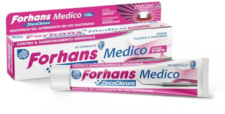 Forhans Zincocloruro Dentifricio Medico, Dentifricio Gel Astringente per Uso Quotidiano con Azione d'Urto per Contrastare il Sanguinamento Gengivale, Azione Lenitiva e Antibatterica, Gusto Menta, 75ml