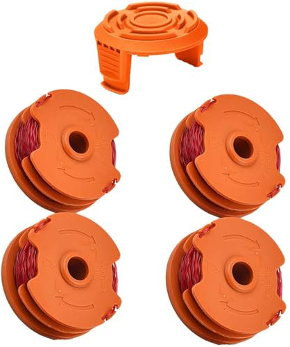 mzoLife Strimmer Spool Compatible with Worx,Mcgregor,Qualcast, Strimmer Wire for McGregor MET6032 MET4530 MET3525,1.6 mm Autofeed Replacement Spools for Worx WG105 WG106 WG119 (4PCS+1cap)
