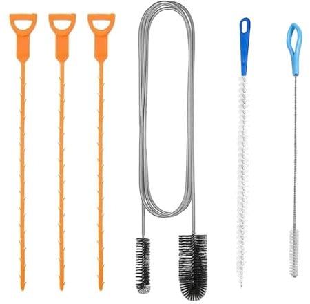 6Pcs Drain Unblocker and Cleaner Tool, Multifunctional Sink Double-Ended Drain Pipe Cleaner Brush, Plumbing Unclogger Tool Hair Clog Remover Reusable for Outdoor Bathroom Shower Kitchen Plug Hole