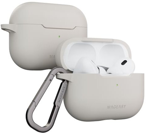 MAGEASY Design für AirPods Pro 2 Case – Stoßfeste Schutzhülle für AirPods Pro & Pro 2, fleckenresistent, glatt & hautfreundlich, unterstützt kabelloses Laden – Skin (Sternenlicht Weiß)