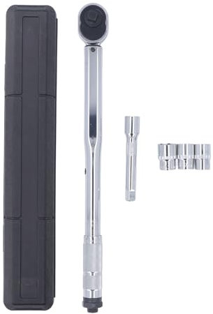 YUKOFE Llave de torsión de 1/2 pulgada cuadrada de 28 a 210 Nm, llave de torsión de clic con juego de llaves de vaso de 17 19 21 mm