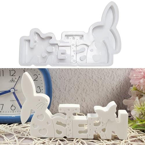 Osterhase Silikonform, Ostern Hase Silikonformen Gießformen, 3D Kaninchen Gießform Ostern, Osterhase Silikonform for Gips, Sojawachs Kerzen, Handwerk