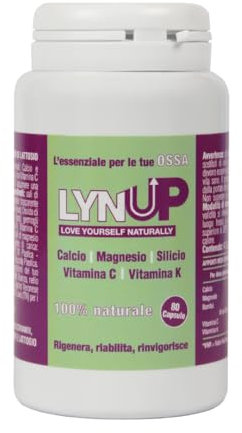Lynup Multivitaminico| 80 Capsule| 80 Giorni di Trattamento| Naturale| 5 Ingredienti Essenziali: Calcio, Silicio, Magnesio, Vitamina C e Vitamina K2 | Benessere Osseo e articolare