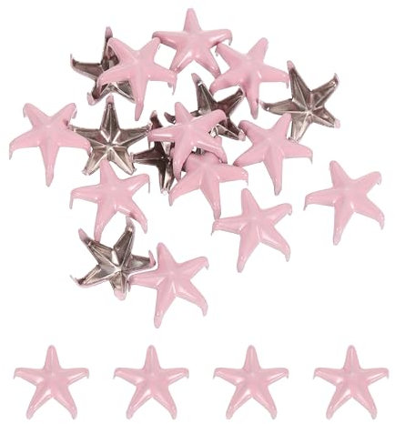 sourcing map 100 borchie in metallo a forma di stella, 10 mm, 5 artigli, punk, rivetti a testa di chiodo, per fai da te, artigianato, abbigliamento, pelle, borse, scarpe, rosa