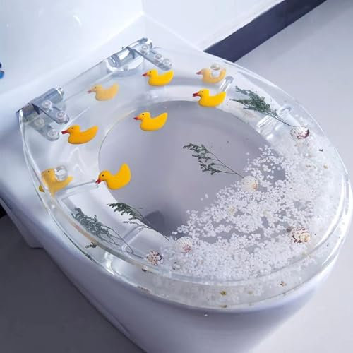 Serenitison Toilettensitz aus Harz,WC Sitz Mit Absenkautomatik,WC Deckel aus Kunstharz,Toilettensitz mit 3D Effekt,leiser Toilettensitz mit langsamer Absenkung,Kommt mit Edelstahlscharnieren