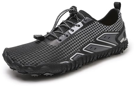 Barefoot Shoes Mens Womens Wide Toe Trail Running Trainers Lightweight Comfortable Workout Shoes for Hiking Fitness Walking Unisex,Black 12UK