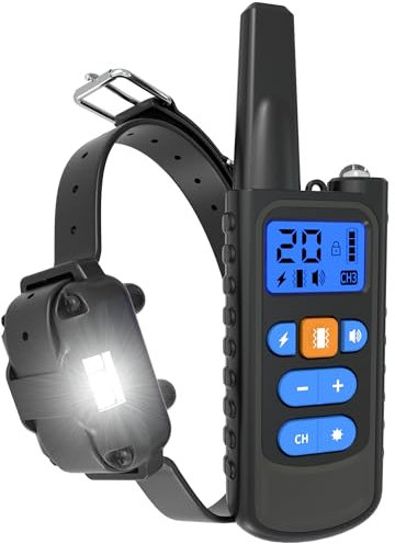 Meloive Collier de Dressage pour Chiens Rechargeable,Portée de 3000m,avec Mode Vibration,Son,Choc Statique et Lumière,IPX67 Résistant à L’Eau,Adapté Aux Chiens de Petites et Moyennes Tailles,Noir