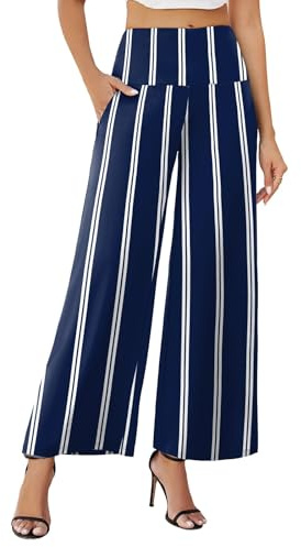 Flikity Elasticated Waist Trousers for Women Activewear Yoga Pants Womens Joggers Wide Leg Trousers Ladies Pants with Pockets Casual Work Clothes S-XXL