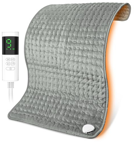 Heizkissen mit Abschaltautomatik, Wärmekissen 84 x 43 cm mit 9 Temperaturstufen & 4 Timer-Einstellungen, Schnellaufheizung, Überhitzungsschutz – Ideal für Rücken, Nacken, Schult