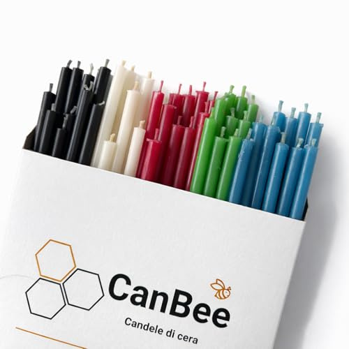 50 Candele Colorate Sottili in Cera d’Api Naturale – Set Multicolore per Rituali, Meditazione e Yoga – Senza Fumo – 16 cm x 0,5 cm – Durata circa 40 Minuti – CanBee