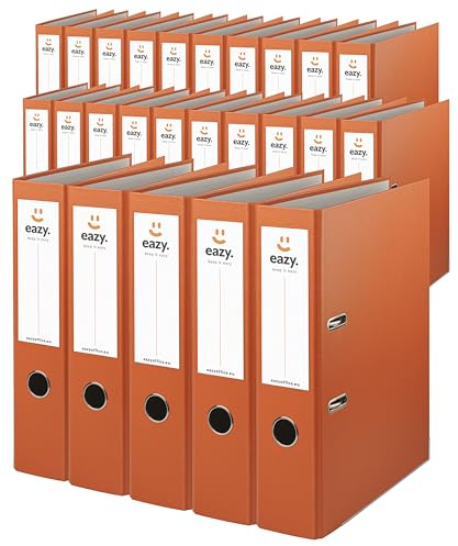 Büro-Ordner Eazy A4 | Breit, Orange | Einfachheit, Ordnung und Langlebigkeit in zwanzig Farben und drei Breiten