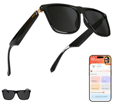 Techie AI-Smart-Brille mit Übersetzung Bluetooth und Polarisation | Polarisierte Sonnenbrille mit KI-Übersetzung, Bluetooth-Audio und Touch-Steuerung. Für Reisen, Sport und Alltag.