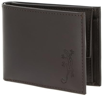 Oxmox Leder Geldbörse Leather RFID Protect Pocketbörse Lizard Embossed Brown Dunkelbraun
