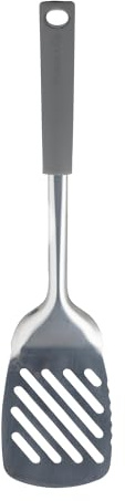Viners Soft Grip Slotted Turner | Stainless Steel Kitchen Utensil with Soft-Touch Handle, Hanging Loop & Dishwasher Safe Design | Grey & Silver Cooking Turner