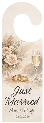 Hochzeitsgeschenk personalisiert Holz – Türanhänger Hochzeit mit Namen & Datum – Just Married Hochzeitsdeko – Geschenk für Brautpaar – Geschenk Hochzeitstag, individuelles Hochzeitsgeschenk