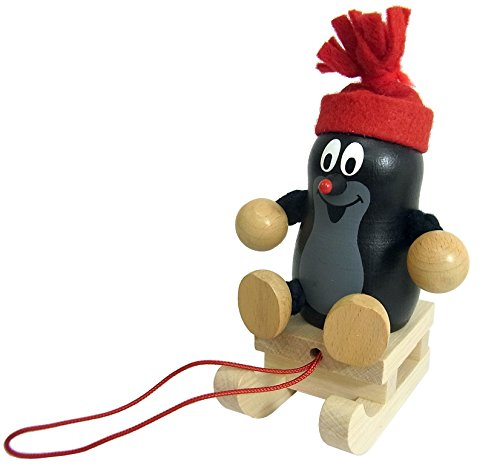 DETOA 13332/1 Maulwurf auf Schlitten mit Mütze, schwarz, normal