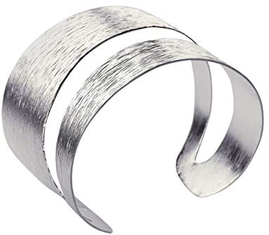 SILBERMOOS extravaganter Damen Armreif Armspange offen strukturiert gestreift mit diagonaler Aussparung massiv glänzend 925 Sterling Silber