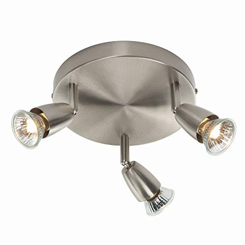 Ceiling 3 Light Spotlight Fitting Fully Adjustable Satin Nickel Finish LED Compatible Dimmable