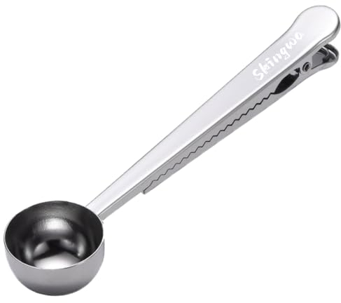 Coffee Scoop with Bag Clip, Spoon with Sealed Clamps Multi-Function Milk Powder Spoon Coffee Measuring Spoon, 20ml