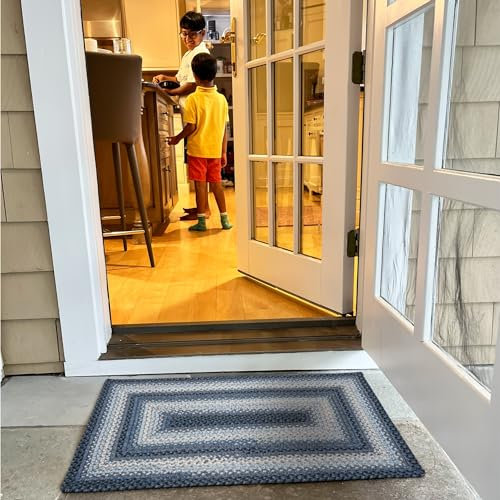 Homespice Geflochtener Seilteppich, 68,6 x 114,3 cm, rechteckig, für drinnen und draußen, waschbar, Küstenlanddekoration für Badezimmer und Küche, schön, langlebig, wasserdicht, haustierfreundlich und