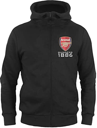 Arsenal FC Official Football Gift Boys Fleece Zip Hoody Black 2-3 Years