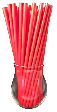 Papierstrohhalme, Papier Trinkhalm, Biologisch, Lebensmittelecht, umwelftreundlich, Einweg-Strohhalme, 120 Pack (Rot)
