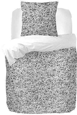 Baumwollbettwäsche Kiayo Farbe schwarz/Weiss 135x200cm+80x80 Wendebettwäsche Bezug Reißverschluss Bio