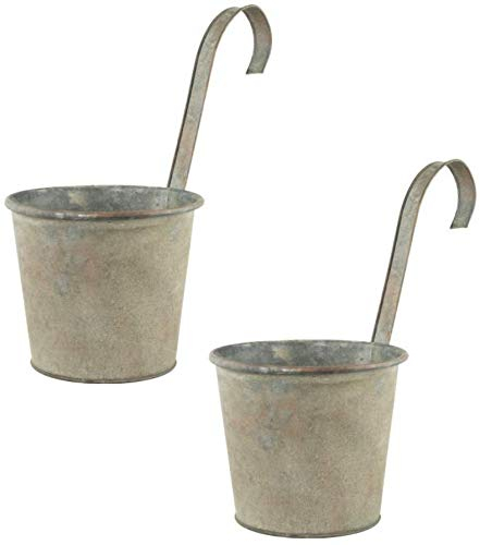 Metal Hanging Plant Pot Vintage Fence Balcony Railing Planter Herb Flower Holder (2, Small)