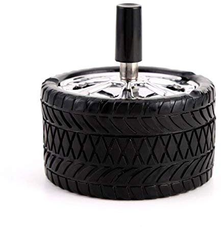 NTT Reifentyp windundurchlässige Rotation Aschenbecher Presse Rotary Edelstahl Seal Aschenbecher nach unten drücken, Auto-Reifen-Aschenbecher Raucher Geschenk (Color : Black)