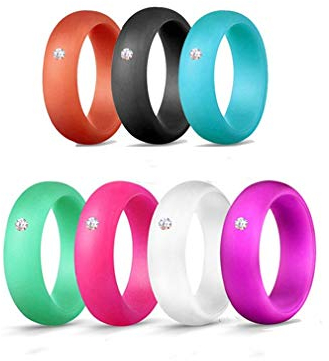 Ulalaza Silikon Ehering für Frauen Stapelbare Gummibänder Innenbogen Ergonomisches atmungsaktives Design Dünnes Gummi Ring Set