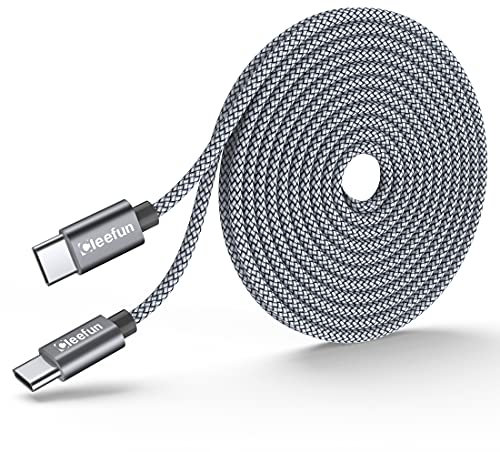 CLEEFUN 5M Long USB C to USB C Cable,Braided Fast Charger 60W PD Type C Lead Compatible with Samsung Galaxy S20 S21 Ultra/Plus,Galaxy Tab S3/S4/S5e/S6,Huawei Mate X Pro,Moto,Xperia,Pixel,Switch