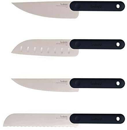 Trebonn - Knife Set Black Edition - Set mit 4 Küchenmessern mit Japanischen Edelstahl-Klingen und Soft-Touch-Griffen mit Anti-Rutsch-Wirkung.