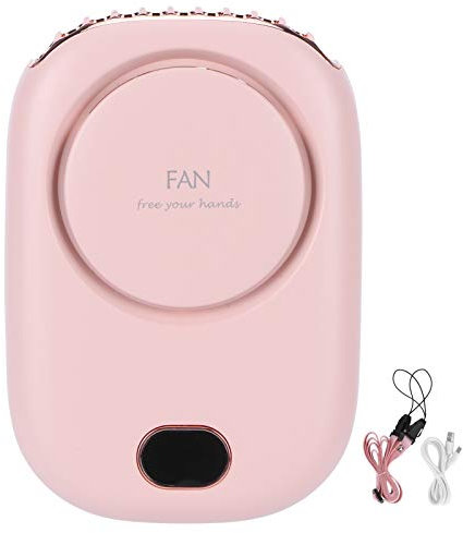 Pwshymi 3in 1 Mini Electric Fan Portable USB Charging Neck Hanging Bladeless Fan for Outdoor Sports Travel(pink)