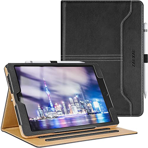 ZAEXAE Hülle für iPad 10,2 Zoll (9. Generation 2021/8. Generation 2020/7. Generation 2019) mit Auto Schlaf/Wach Funktion PU Ledertasche Schutzhülle Smart Cover für iPad 10.2 Leder Case, Schwarz