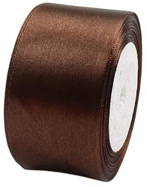 POPOYU Satinband Kaffee 50mm, 23 Meters Dekoration Präsent Geschenkband breit Schleifenband, Stoffband für kleid Hochzeit, Taufe und Geburtstag Geschenke,Satin Dekoband, Deko Band Geschenkverpackung