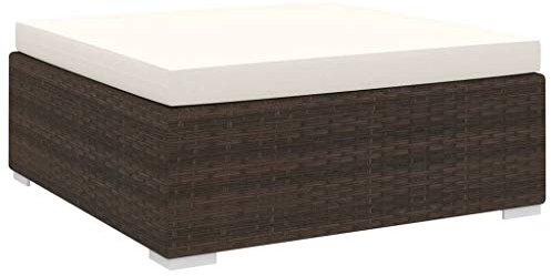 INLIFE Modular-Fußhocker 1 STK. + Auflagen Poly Rattan Braun